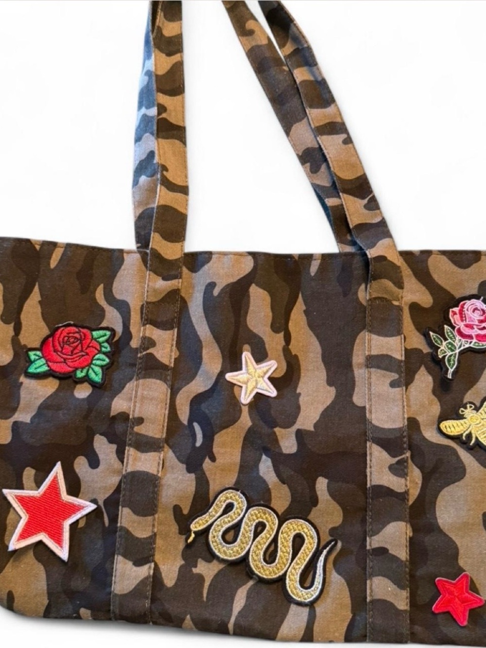 Camouflage Patchwork Tote Bag - Brown Camo